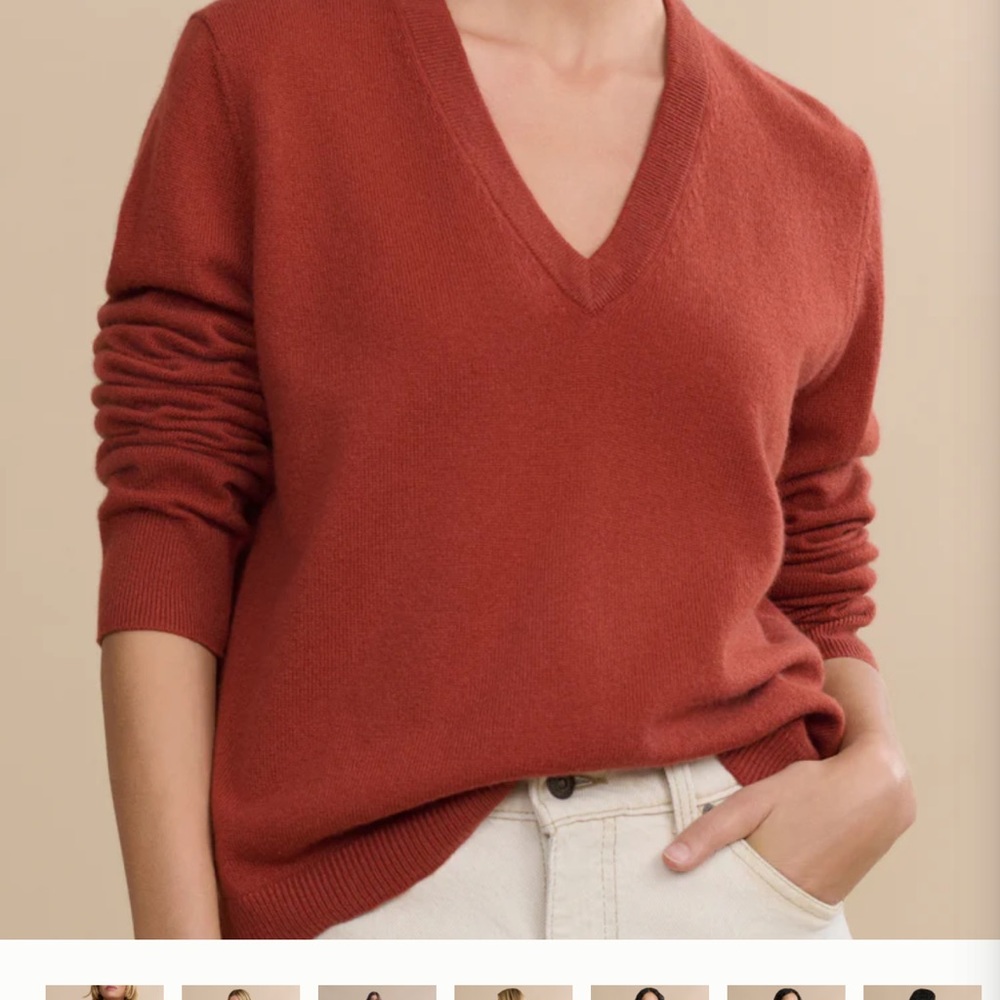 Jenni Kayne Terracotta V-Neck Sweater - Picture 2 of 6